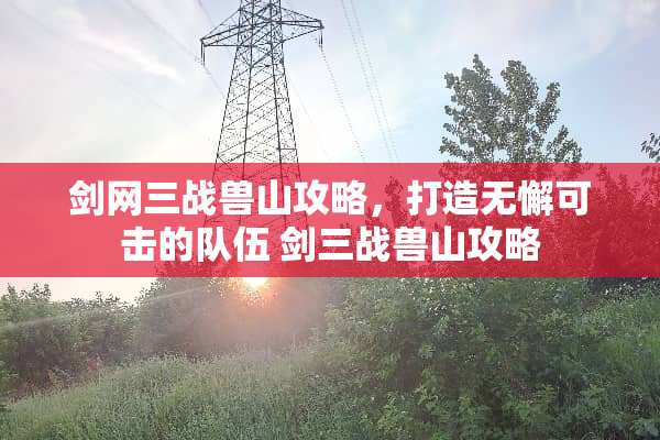 剑网三战兽山攻略，打造无懈可击的队伍 剑三战兽山攻略