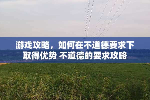游戏攻略，如何在不道德要求下取得优势 不道德的要求攻略