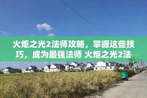 火炬之光2法师攻略，掌握这些技巧，成为最强法师 火炬之光2法师攻略