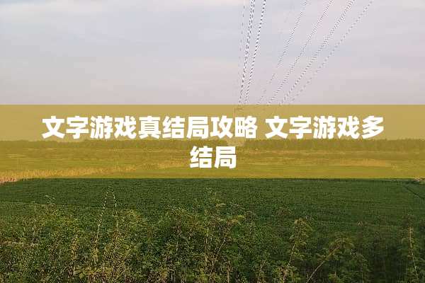文字游戏真结局攻略 文字游戏多结局