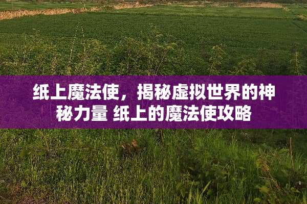 纸上魔法使，揭秘虚拟世界的神秘力量 纸上的魔法使攻略