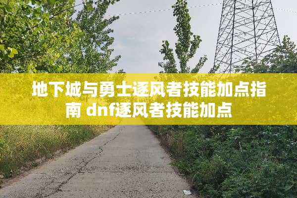 **城与勇士逐风者技能加点指南 dnf逐风者技能加点