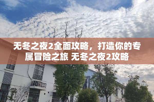 无冬之夜2全面攻略，打造你的专属冒险之旅 无冬之夜2攻略