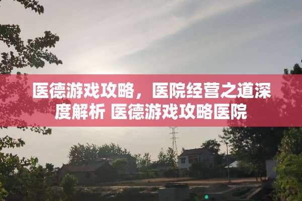 医德游戏攻略，医院经营之道深度解析 医德游戏攻略医院
