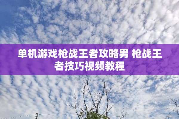 单机游戏*战王者攻略男 *战王者技巧视频教程