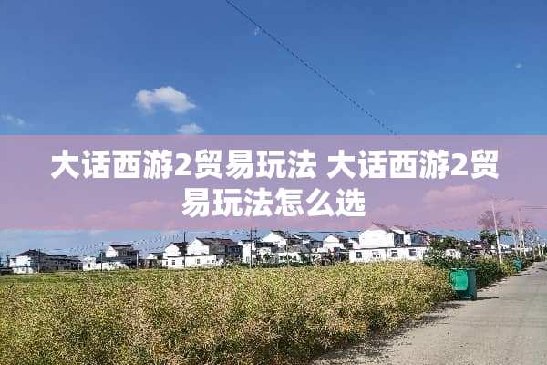 大话西游2贸易玩法 大话西游2贸易玩法怎么选