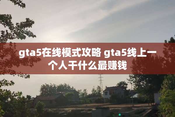 gta5在线模式攻略 gta5线上一个人干什么最赚钱