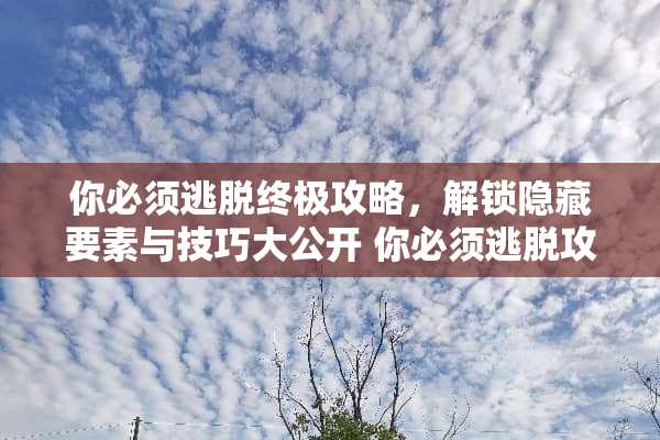 你必须逃脱终极攻略，解锁隐藏要素与技巧大公开 你必须逃脱攻略