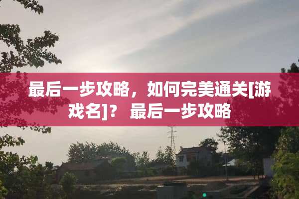 最后一步攻略，如何完美通关[游戏名]？ 最后一步攻略