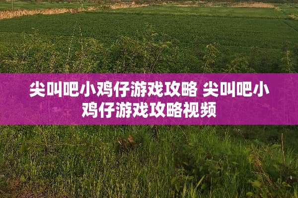 尖叫吧小鸡仔游戏攻略 尖叫吧小鸡仔游戏攻略视频