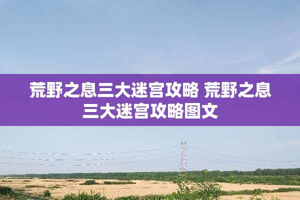 荒野之息三大迷宫攻略 荒野之息三大迷宫攻略图文