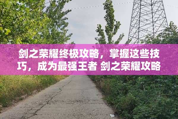 剑之荣耀终极攻略，掌握这些技巧，成为最强王者 剑之荣耀攻略