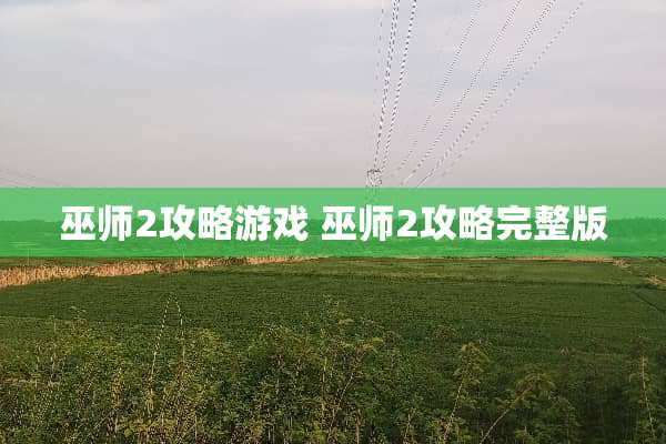 巫师2攻略游戏 巫师2攻略完整版