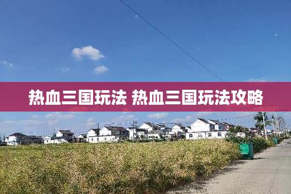 热血三国玩法 热血三国玩法攻略