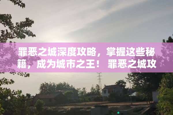 罪恶之城深度攻略，掌握这些秘籍，成为城市之王！ 罪恶之城攻略