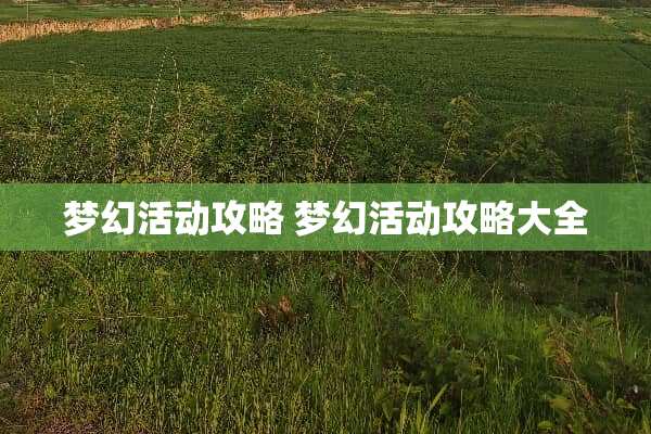 梦幻活动攻略 梦幻活动攻略大全