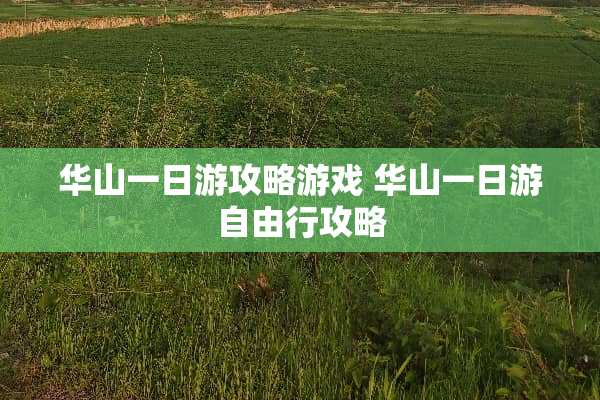 华山一日游攻略游戏 华山一日游自由行攻略