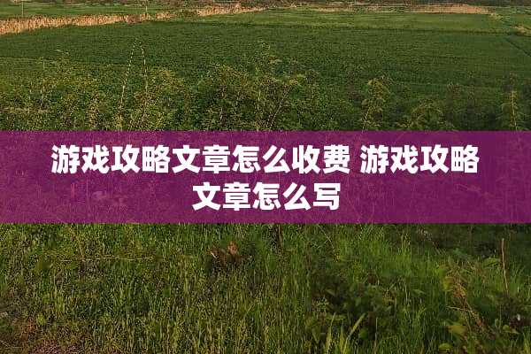 游戏攻略文章怎么收费 游戏攻略文章怎么写