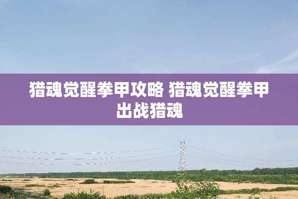 猎魂觉醒拳甲攻略 猎魂觉醒拳甲出战猎魂