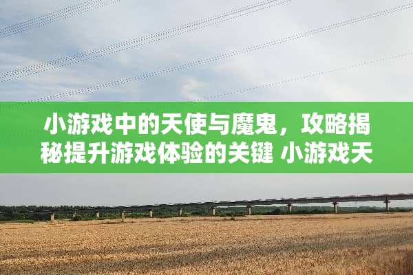 小游戏中的天使与魔鬼，攻略揭秘提升游戏体验的关键 小游戏天使和魔鬼攻略