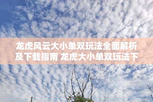 龙虎风云大小单双玩法全面解析及下载指南 龙虎大小单双玩法下载