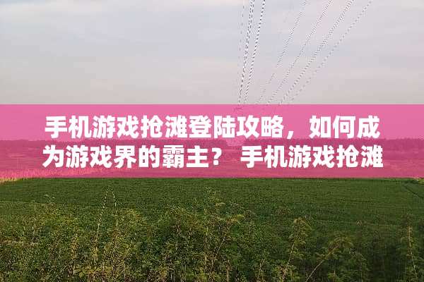 手机游戏抢滩**攻略，如何成为游戏界的霸主？ 手机游戏抢滩攻略