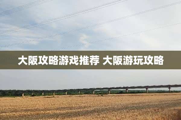 大阪攻略游戏推荐 大阪游玩攻略