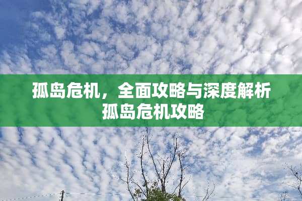 孤岛危机，全面攻略与深度解析 孤岛危机攻略