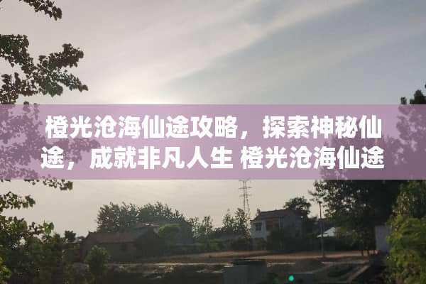 橙光沧海仙途攻略，探索神秘仙途，成就非凡人生 橙光沧海仙途攻略