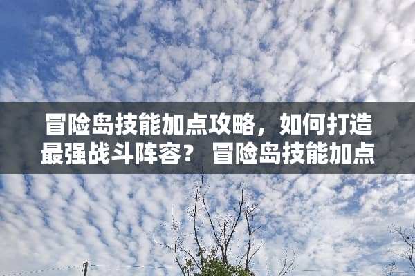 冒险岛技能加点攻略，如何打造最强战斗阵容？ 冒险岛技能加点