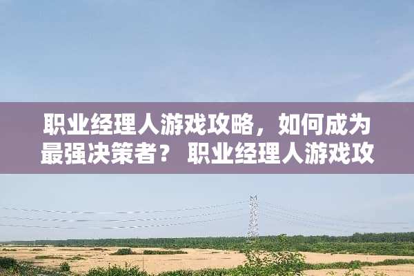 职业经理人游戏攻略，如何成为最强决策者？ 职业经理人游戏攻略