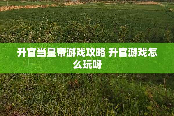 升官当皇帝游戏攻略 升官游戏怎么玩呀