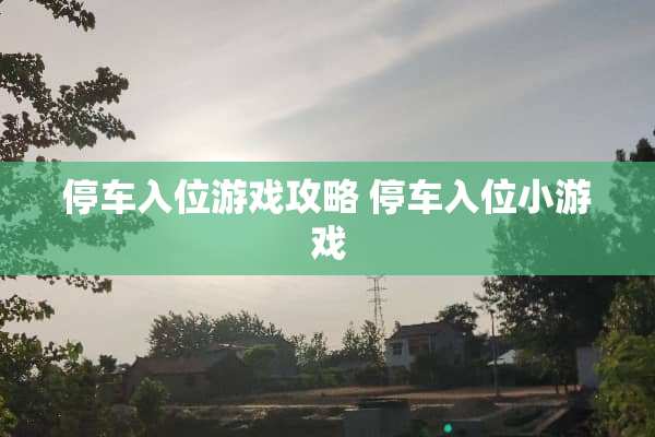 停车入位游戏攻略 停车入位小游戏