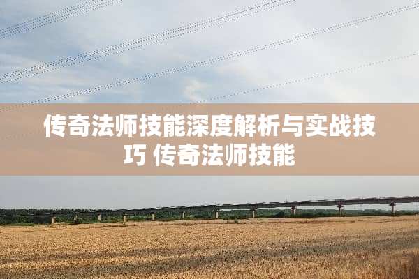 传奇法师技能深度解析与实战技巧 传奇法师技能
