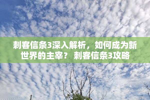 刺客信条3深入解析，如何成为新世界的主宰？ 刺客信条3攻略