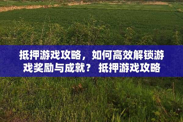 抵押游戏攻略，如何高效解锁游戏奖励与成就？ 抵押游戏攻略