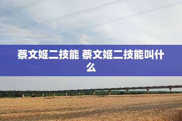 蔡文姬二技能 蔡文姬二技能叫什么