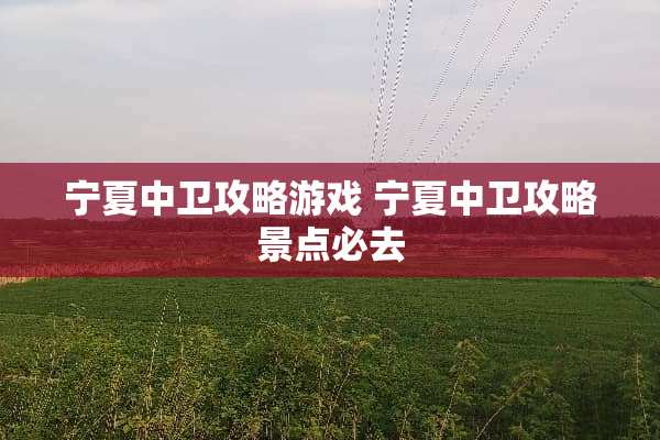 宁夏中卫攻略游戏 宁夏中卫攻略景点必去