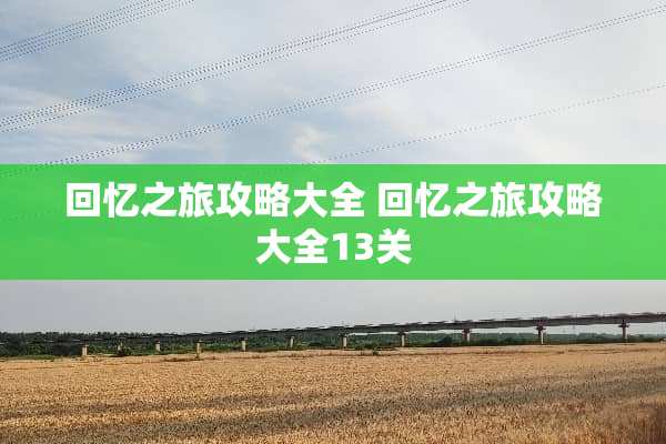 回忆之旅攻略大全 回忆之旅攻略大全13关