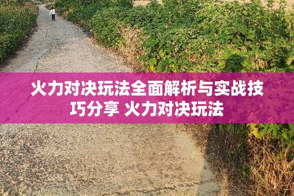 火力对决玩法全面解析与实战技巧分享 火力对决玩法