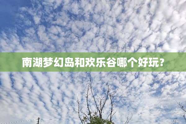 南湖梦幻岛和欢乐谷哪个好玩？