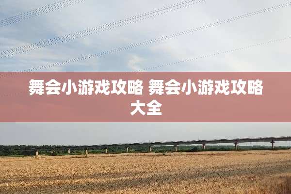 舞会小游戏攻略 舞会小游戏攻略大全