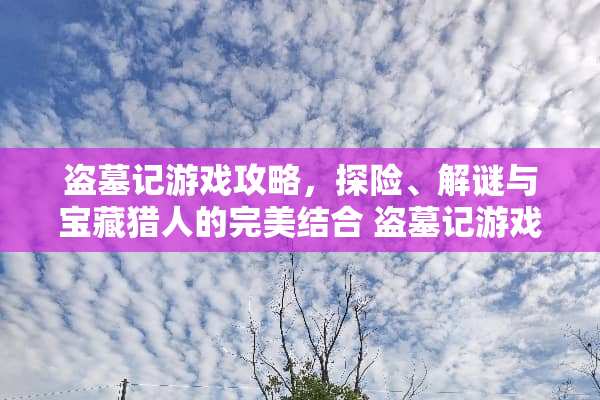 盗墓记游戏攻略，探险、解谜与宝藏猎人的完美结合 盗墓记游戏攻略