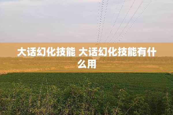 大话幻化技能 大话幻化技能有什么用