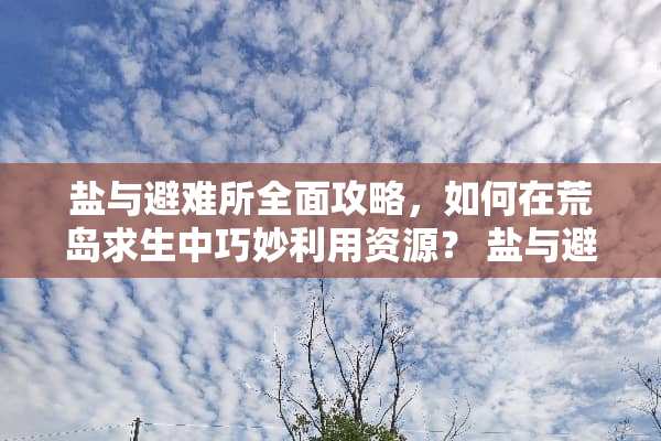 盐与避难所全面攻略，如何在荒岛求生中巧妙利用资源？ 盐与避难所攻略