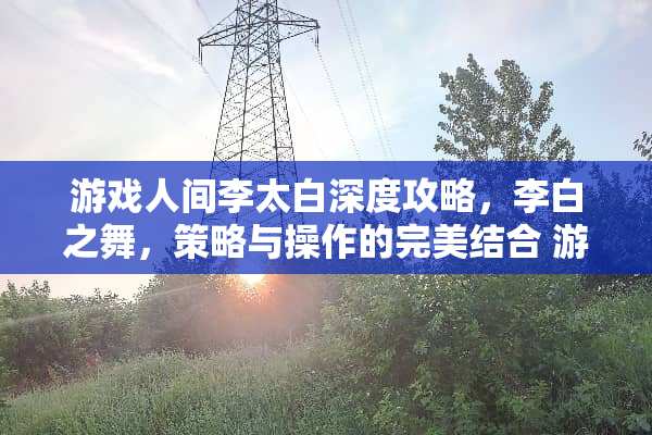 游戏人间李太白深度攻略，李白之舞，策略与操作的完美结合 游戏人间李太白攻略