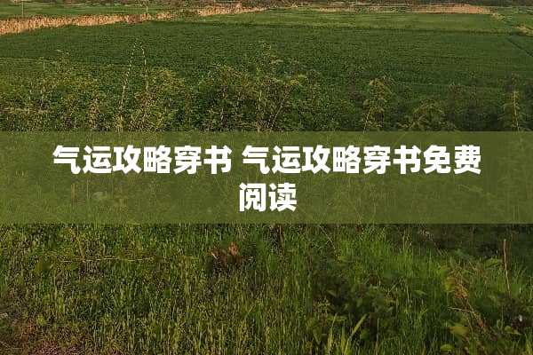 气运攻略穿书 气运攻略穿书免费阅读