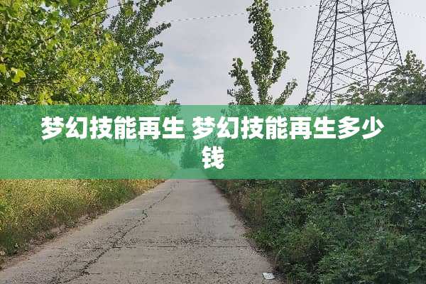 梦幻技能再生 梦幻技能再生多少钱