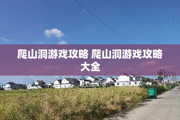 爬山洞游戏攻略 爬山洞游戏攻略大全