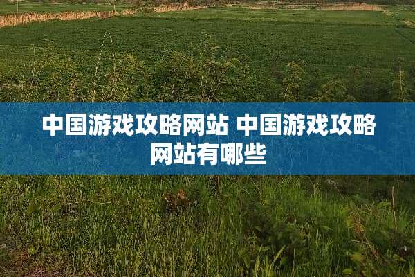 中国游戏攻略网站 中国游戏攻略网站有哪些